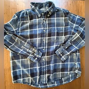 Eddie Bauer Blue and Black Plaid Casual Shirt